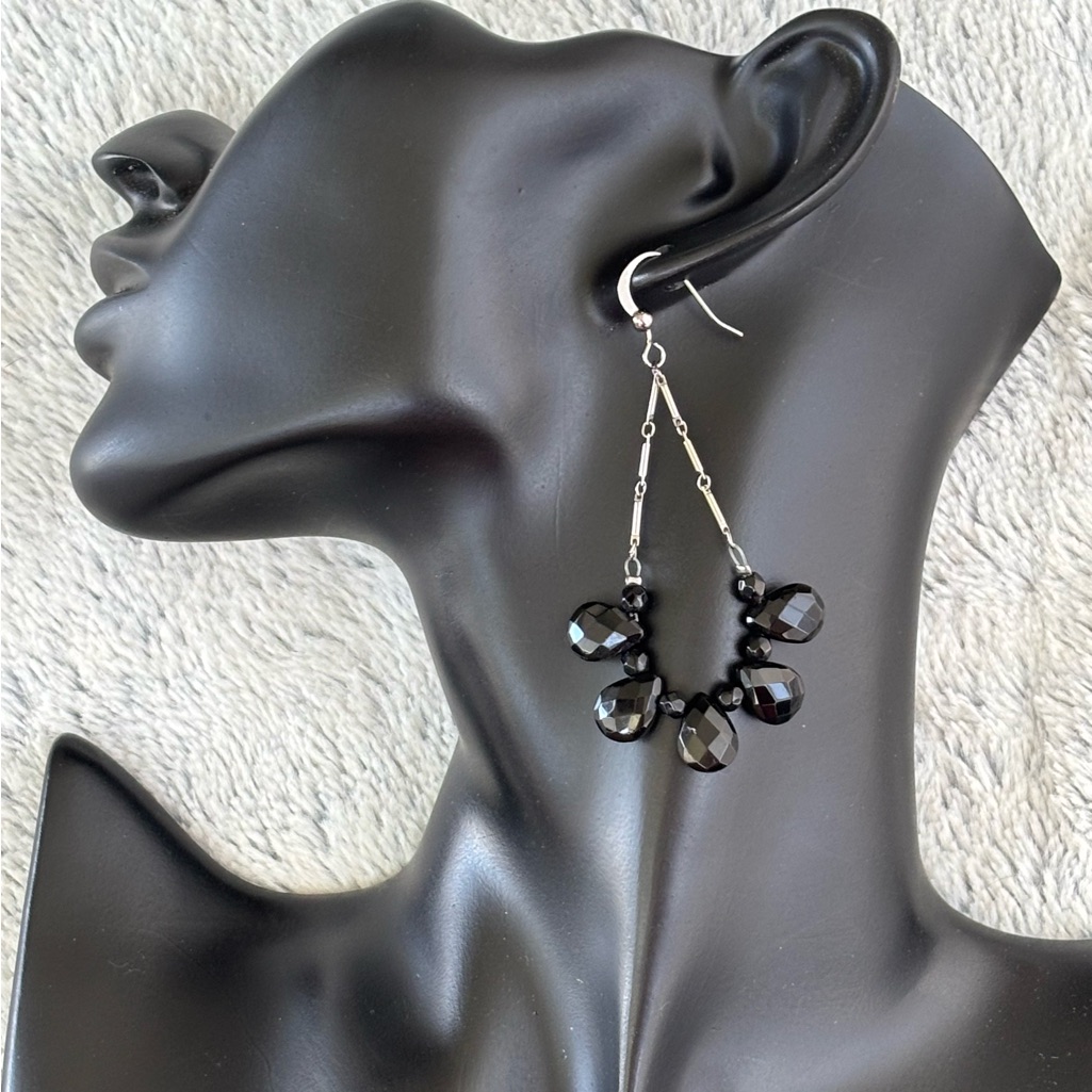 Suzanne Somers Black Gunmetal Fashion Earrings